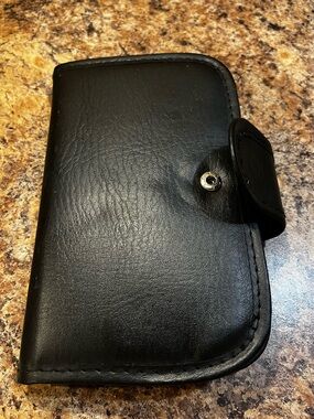 Black Leather Phone Wallet Case - Unbranded